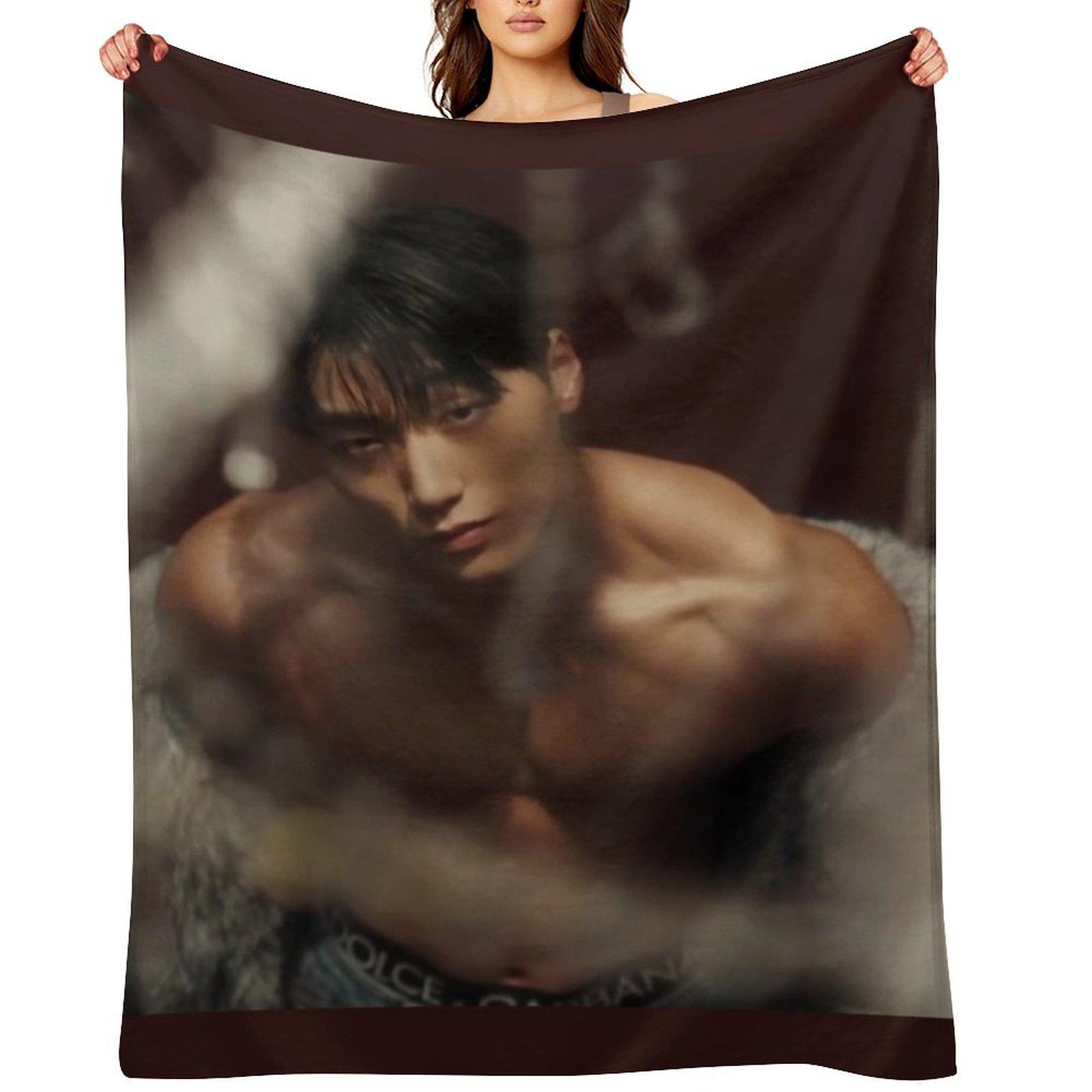 ATEEZ ice on my teeth choi san kpop atiny sexy abs Throw Blanket Soft Big Flannel Fabric Plush Blankets 30x40in