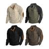 Men Sweatshirt Stand Collar Button Long Sleeve Casual Loose Retro Color Daily Outdoor Sports Travel Colors Contrasting Top