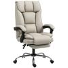 Pet-Friendly Faux Leather Computer Desk Chair, Executive Office Chair with Footrest and Double-Layer Padding, Khaki
