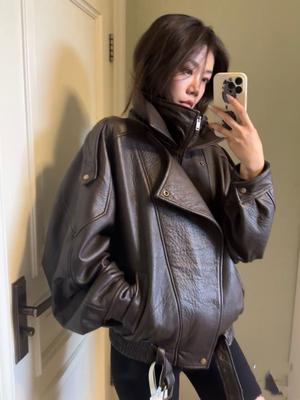 Chaqueta Vintage Pesada de Cuero PU