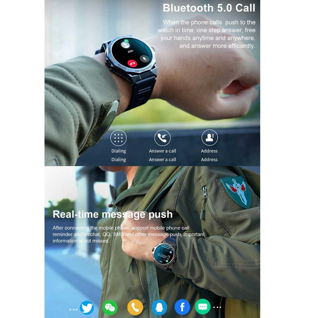 Men Outdoors Sports 1.43" AMOLED Screen Smartwatch Blue Tooth Call Heart Rate Health Monitoring Smart Watches Waterproof Women