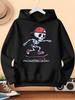 Children Hoodie Cartoon Skeleton Skateboarder Graphic Print Long Sleeve PulloverSweatshirtCasual Kids Sport Tops For Autumn Daily Outdoor Wear Fashion