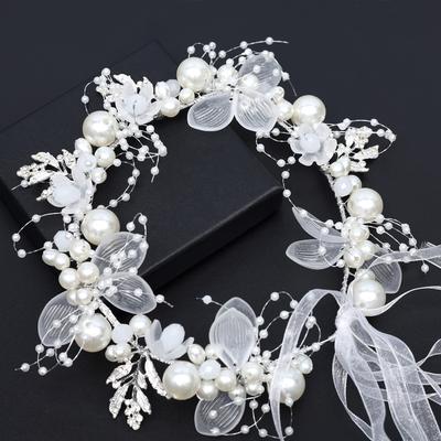 1 Stück Brautkopfschmuck Kopfschmuck Blumen headband Hochzeitskranz Armband Band Braut Haar Accessoires Imitierte Perle