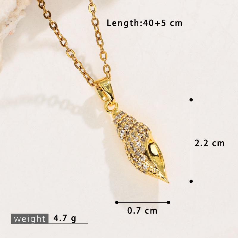 Personalized Ocean Series 18k Gold-Plated Hip Hop Necklace with Micro-Inlaid Diamonds for Women