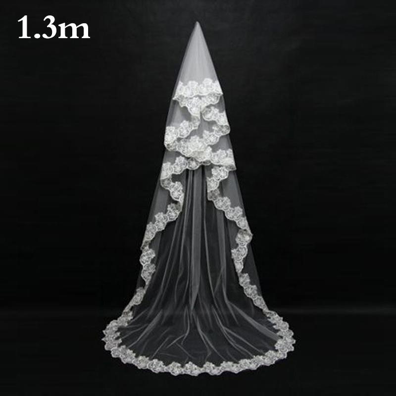 1PC Wedding Veil Lace Edge Long Luxurious Bridal Veil White Ivory Veil with Comb with Comb Cathedral Bride Accessories