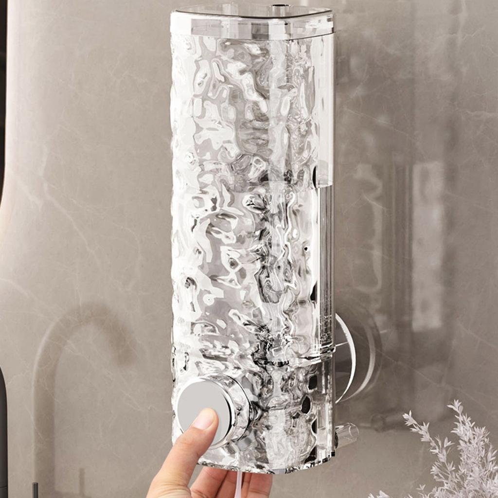 Wall Mounted Space Saving Clear Soap Dispenser with Strong Suction Cup for Home and Office Use