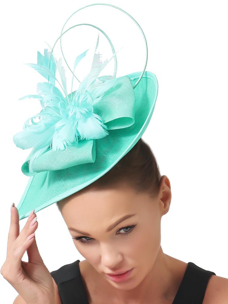 Off-White Linen Headgear Popular Bridal Hair Accessories Banquet Photo Top Hat Feather Headgear
