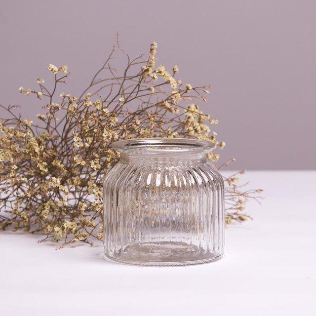 Vertical Stripe European Retro Glass Vase - Creative Colored Flower Container, Available in Small and Large Sizes