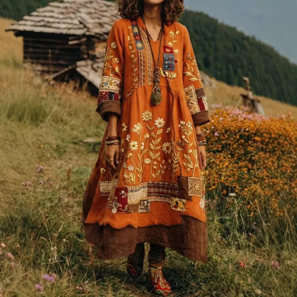 European and American new shirts, dresses, bohemian vacation style pendulum skirts, printed dresses