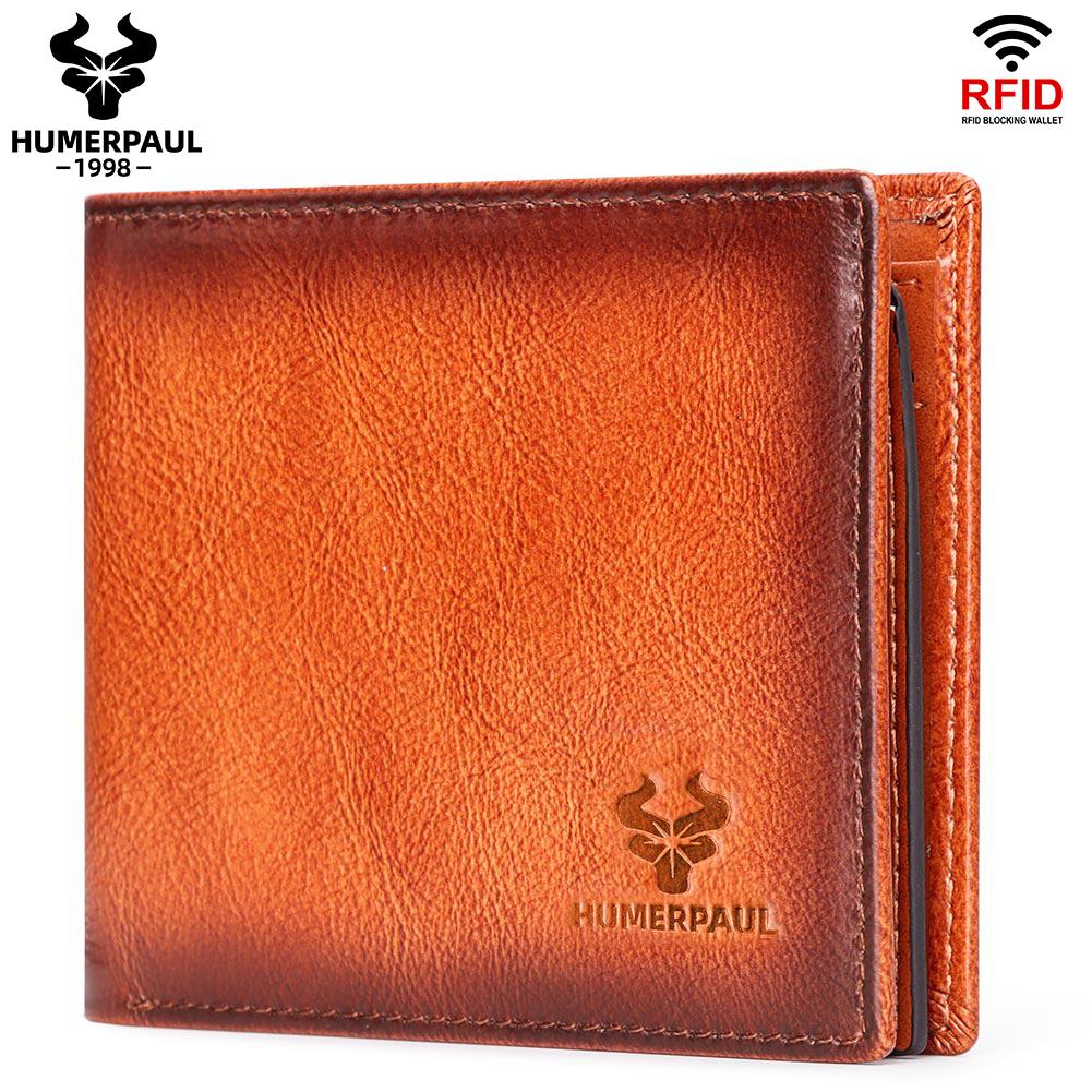 HUMERPAUL Men Wallet Leather Wallet Slim Card Case