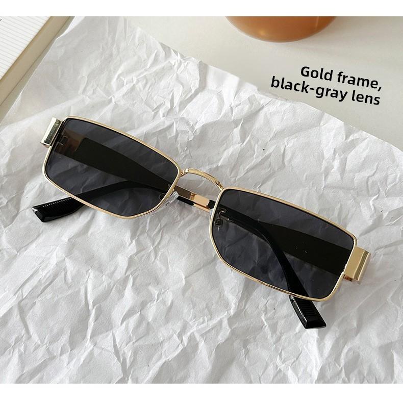 Mens Vintage Narrow Square Metal Sunglasses With Uv380 Protection For Casual Outings And Fashion Style