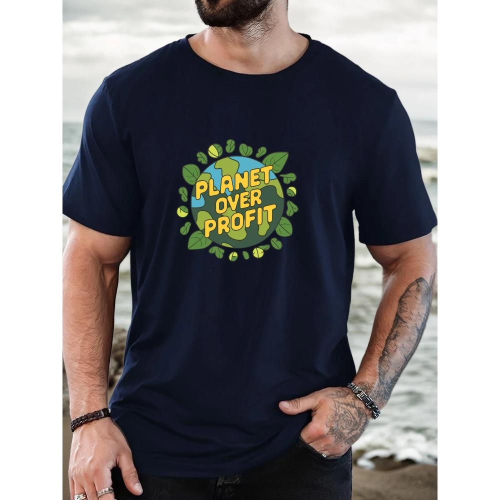 

Мужская узорчатая летняя повседневная футболка с коротким рукавом и круглым вырезом XXXL темно-синий