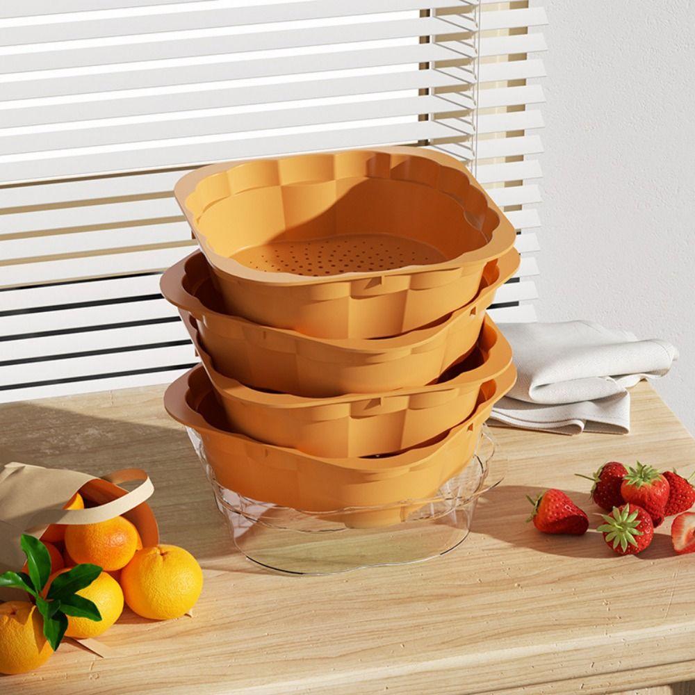 2/5Pcs Square Vegetable Washing Basin Space-Saving Kitchen Strainer Basket  Household