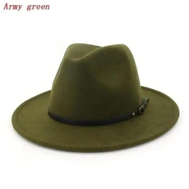 Men Fashion Simple Solid Color Vintage Wide Brim Hat Church Party Felt Jazz Cap Fashion Travel Hats Women Accessories Gifts
