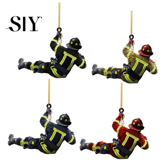 Firefighter Armor Car Rear View Mirror Pendant Fireman Uniform Accessories Christmas Tree Gnome Ornament Decoration Hanging Charm Interior Rearview