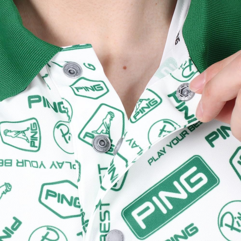 Short Sleeve Polo Shirt Golf X Green S [Pin Apparel] Men's (All-over Print) / / 621-5160221 031_White