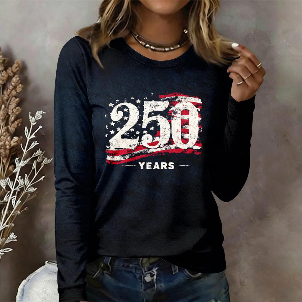 Damen Langarmshirt Damen Lässiges Rundhals Langarm Bedrucktes Oberteil