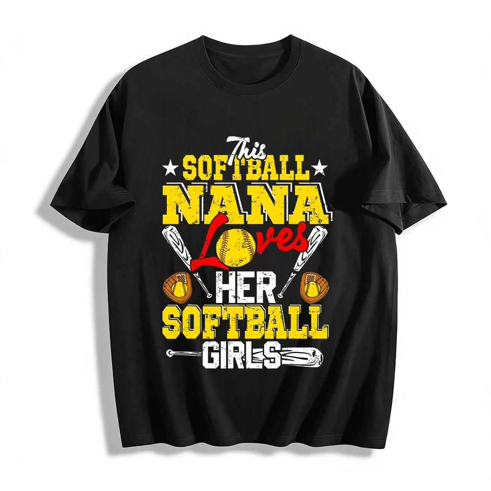 This Softball Nana Loves Her Softball Girls Graphic Tee Pure cotton T-shirt XXS