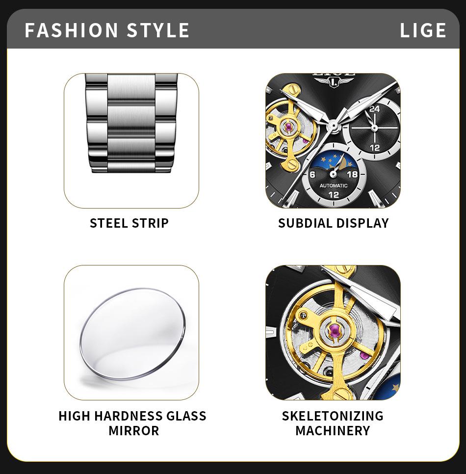 Men's High-End Multi-Functional Mechanical Fashion Watch – Stylish Business Wristwatch