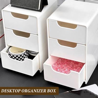 1 Juego de Caja de Almacenamiento de Escritorio Modular Organizador de 3 Cajones Cajones de Escritorio Resistentes a los Arañazos para Joyería Papelería Cosméticos Almacenamiento y Organización