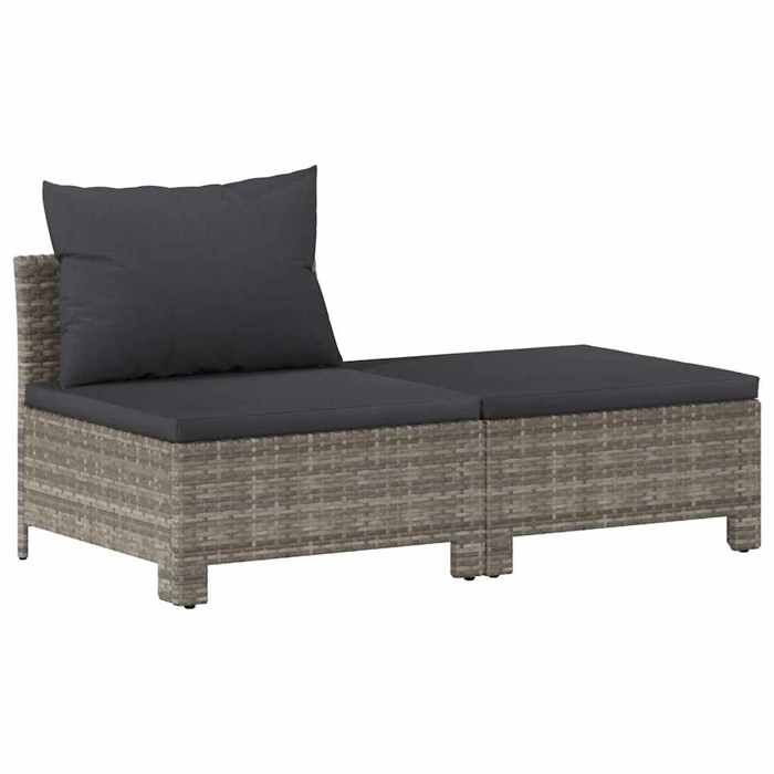 VidaXL Salon de jardin 2 pcs avec coussins Gris Résine tressée, salon de jardin, ensemble de salon d'extérieur, ensemble de 362690