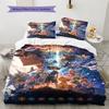 Digimon Pattern Bedding Set Quilt Cover Pillowcase Home Decor Gift (1 * Duvet Cover + 2 * Pillowcase, Without Core)