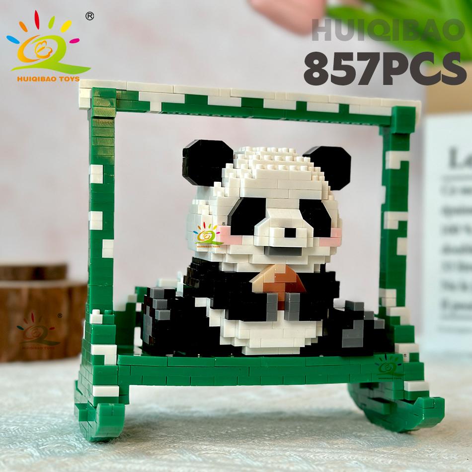 Non-Toxic Diy Cute Panda Shape Micro Model Building Blocks Set City Creativity Zoo Animal Mini Bricks Toys For Children Kid Gift