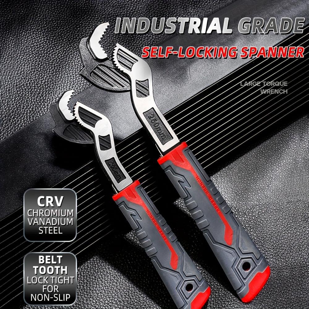 Multi-Purpose Self-Locking Wrench, Adjustable Pipe Wrench, 6 8 10 12 Inch Self-Locking Adjustable Wrench, Non-Slip Grip, Made of Chrome Vanadium Steel