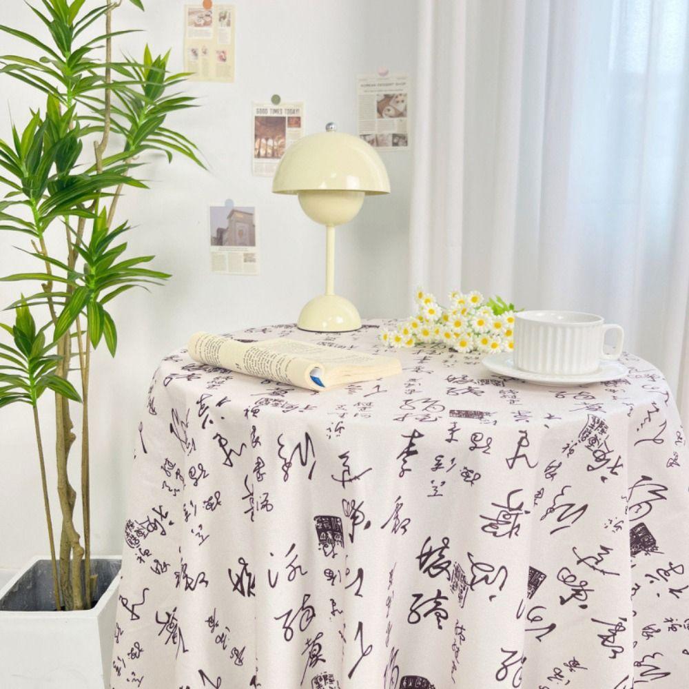 Chinese Style Printing Floral Table Cloth Light Luxury Round Table Tablecloth Cute Picnic Mat  Home