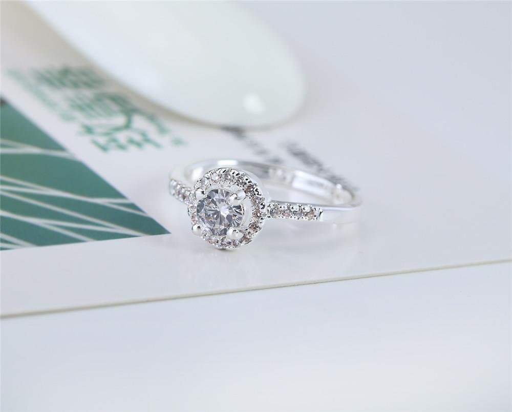 Copper Color Open Ring For Women Inlaid Shiny Stone Adjustable Size Circular Zircon Engagement Wedding Trendy Jewelry For Bridal