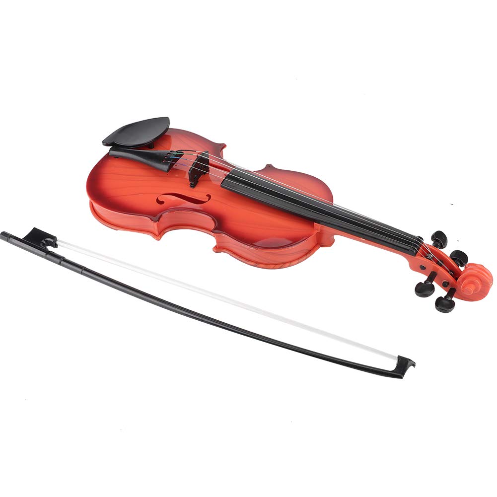 Ongwan Toy Violin, Acoustic Violin for Kids, Beginners, Practice, Adjustable Strings Included (Light Brown)