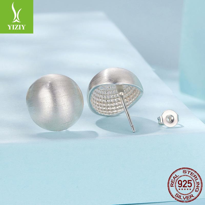 Personal Cold Wind Metal Texture Spherical Stud Earrings Women'S High-Grade Light-Sensitive Copper Stud Earrings Earrings