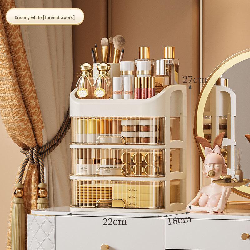 High-End Dustproof Plastic Makeup Storage Box with Compartments for Skincare Organizing