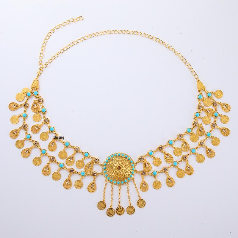 Retro Bohemian Tassel Waist Chain & Headwear Necklace