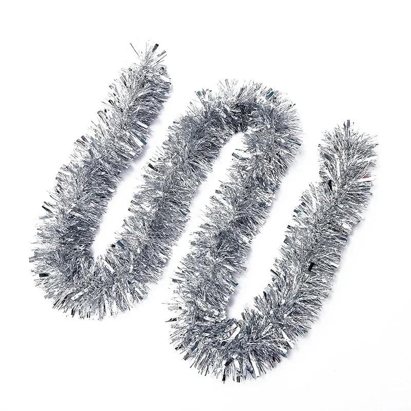 2M Christmas Tinsel Ribbon Garland Gold Silver Color Decorative Tinsel Strips Home Wedding Birthday Party Wall Door Decor