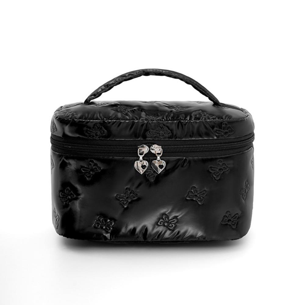 

Travel Handheld Makeup Bag Large Capacity Square Washroom Bag Double Zipper Waterproof Storage Bag For Women чёрный