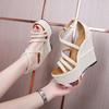 Fashion Summer 16cm High Heel Wedges Heel Sandals 14cm Fashion Thick Bottom Platform Open Toe Ladies Sandals Leather Gladiator Sandals