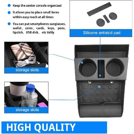 SHAOHAO For 2025 2026 Hyundai Santa Fe Under Console Organizer Tray For 2024 2025 2026 Hyundai Santa Fe Accessories (SE, SEL, XRT, Limited,