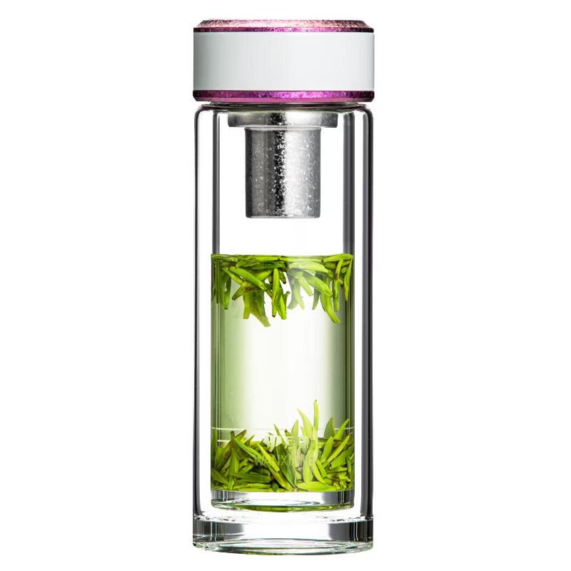 WANXIANG Double-Wall Portable Tea Infuser Glass Cup
