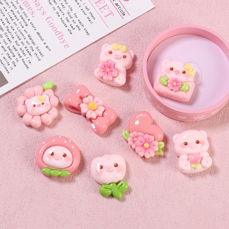 Handmade Resin Pig Hair Clip and Clog Decoration Set