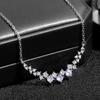 Ladies' Pendant Necklace, Inlaid with Gradient Transparent Cubic Zirconia, Minimalist Curved Design, Exquisite Daily Necklace, Birthday Gift