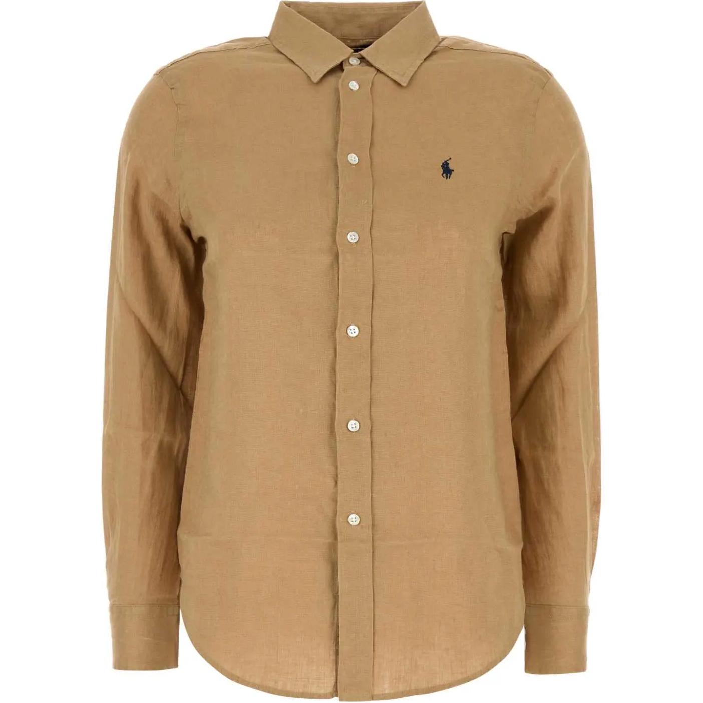 

Polo Ralph Lauren Button Long Sleeve Solid Shirt Women Shirts Camel 211970730-005 L