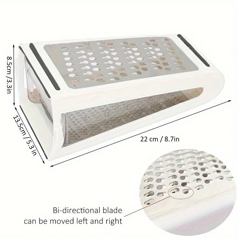 Durable Stainless Steel Double-Sided Cheese Grater with Container - Efficient Food Prep Tool for Vegetables, Carrots, Cucumbers - Space-Saving