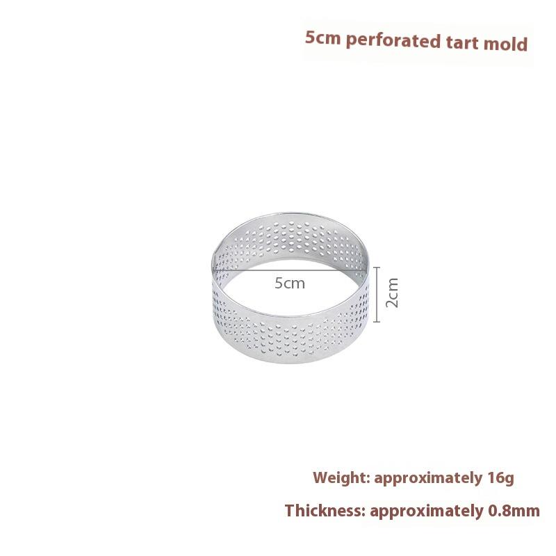 

5cm Stainless Steel Mousse Cake Mold Heat-Resistant Perforated Round Tart Ring Cookies Pastry Circle Cutter Mold Baking Tools