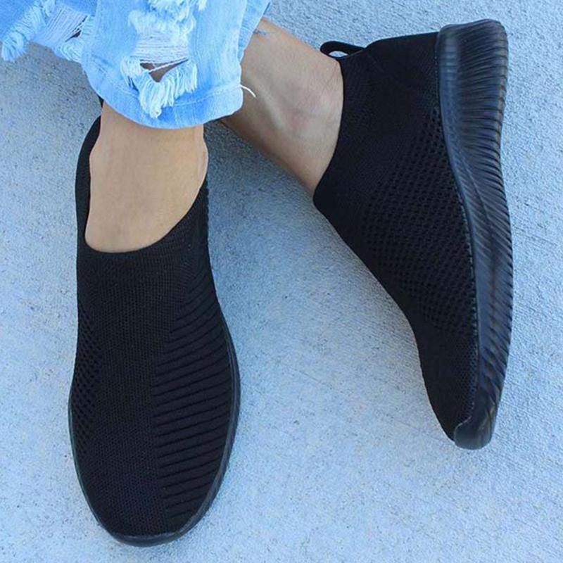 Women Sneakers Fashion Flat Ladies Shoes Mesh Fabric Female Sneakers Slip On Sock Shoes Walking Zapatos De Mujer Women's Sneaker