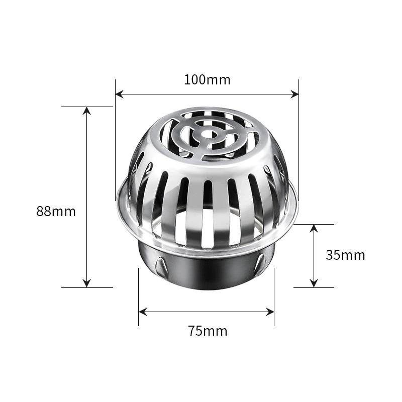 304 Stainless Steel Anti-Clog Roof Drain Insert - Thickened Round Design for Garden & Outdoor Rainwater Management
