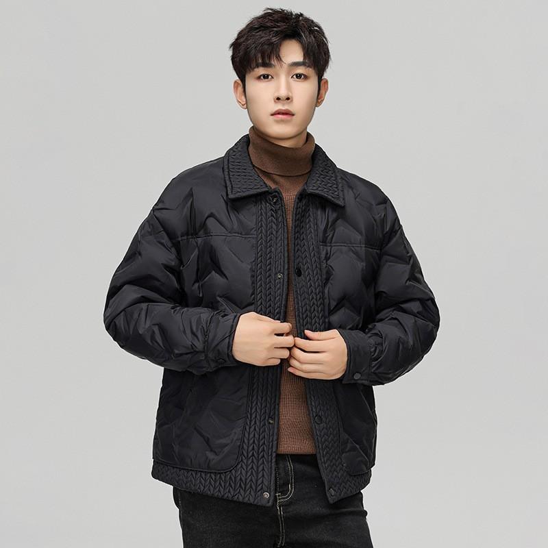 Mens Lightweight Duck Down Puffer Jacket With Turn-Down Collar Warm Loose Fit Winter Urban Casual Wear