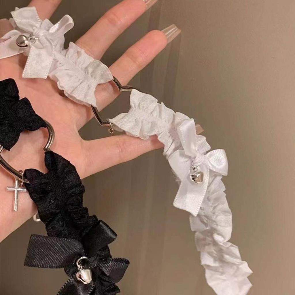 Women's Lace Garter White Black Belt Heart Cross Punk Leg Ring Adjustable Garters Bow Bell Cosplay Sexy Leg Chain