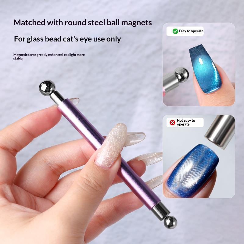 Double Headed Strong Magnetic Stick Cat Eye Magnet With 2 Steel Balls Nail Art Cylindrical For Uv Gel Polish Manicure Pen Tools