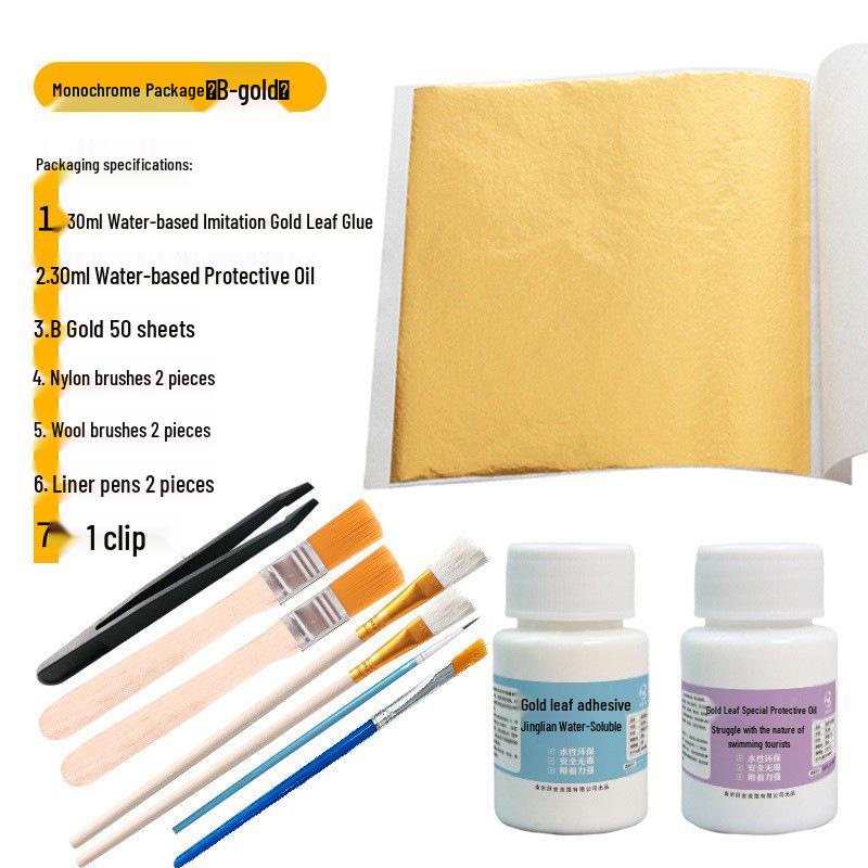 Beginner Gold Leaf DIY Kit: Gilded Foil Tools, Buddha Statue Art, Paper & Glue Set